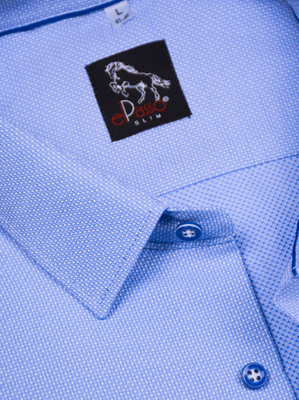 Koszula męska wizytowa błękitna mikrowzór gęsiej skórki