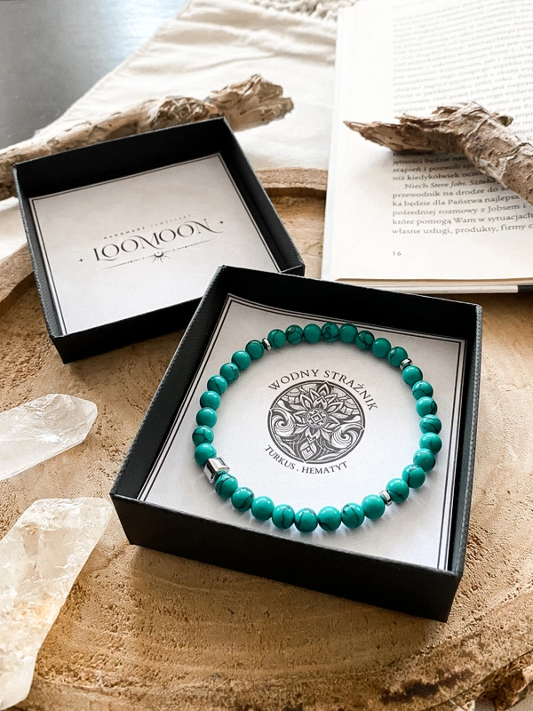 Bransoletka męska z naturalnych kamieni "WODNY STRAŻNIK"