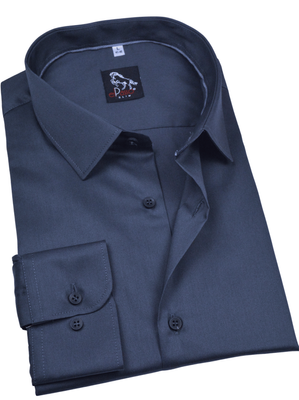 Elegancka wizytowa koszula męska, długi rękaw, grafitowa