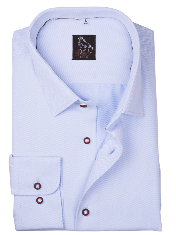  Koszula męska elegancka niebieska w jodełkę 