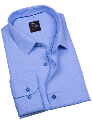 Koszula męska wizytowa błękitna mikrowzór gęsiej skórki