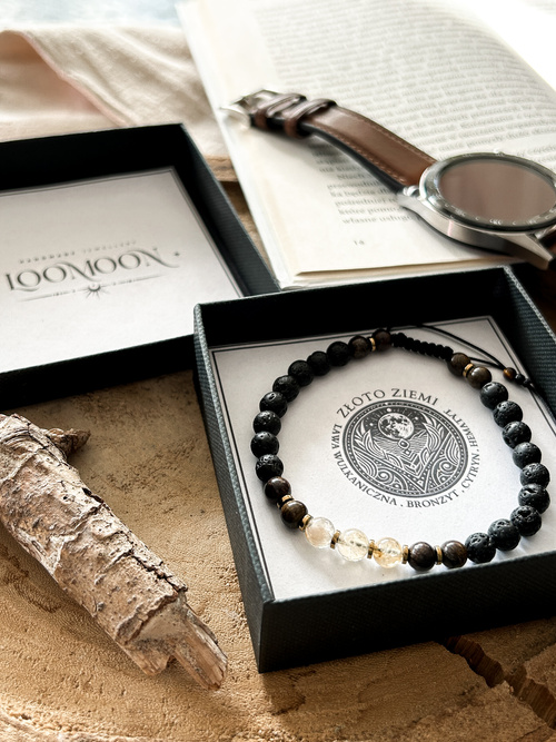 Bransoletka męska z naturalnych kamieni "ZŁOTO ZIEMI"