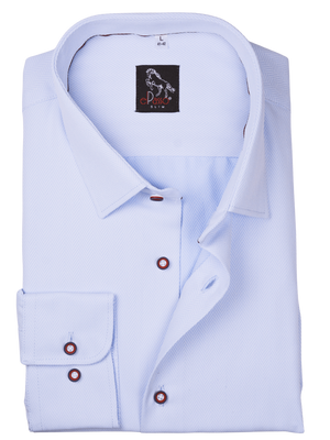 Koszula męska elegancka niebieska w jodełkę 