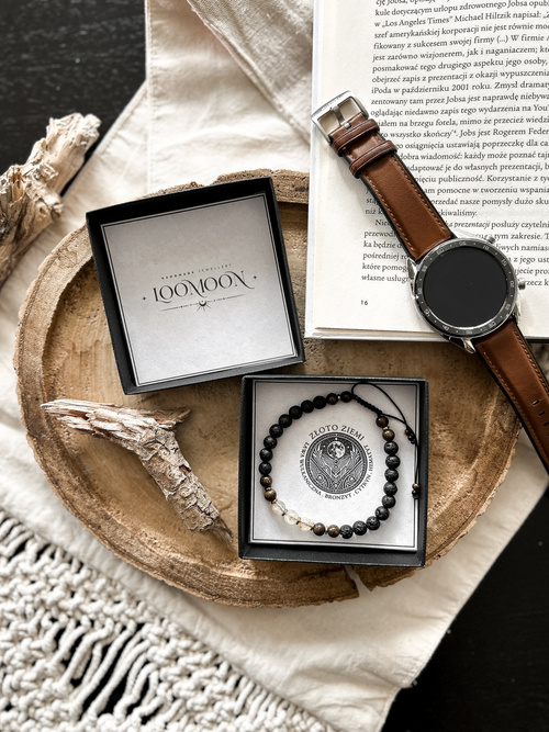 Bransoletka męska z naturalnych kamieni "ZŁOTO ZIEMI"