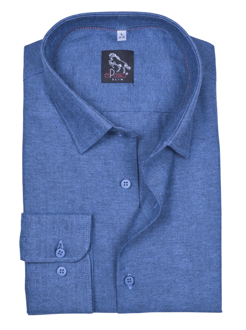  Koszula męska wizytowa elPasso – granatowa z delikatną strukturą