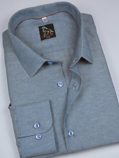 Koszula męska elegancka, niebieski melanż, długi rękaw na guziki