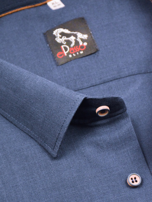 Koszula męska wizytowa elPasso – granatowa z delikatną strukturą