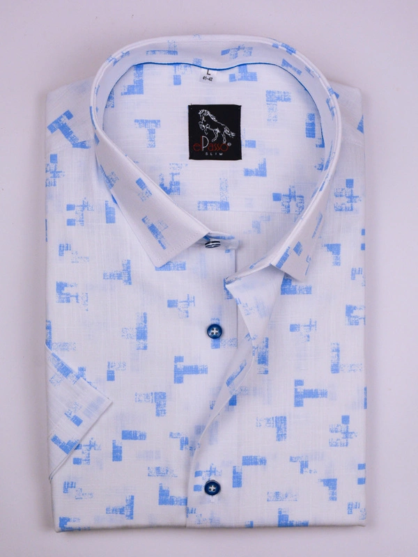  Koszula męska wizytowa elPasso – biała z delikatną strukturą z nadrukiem