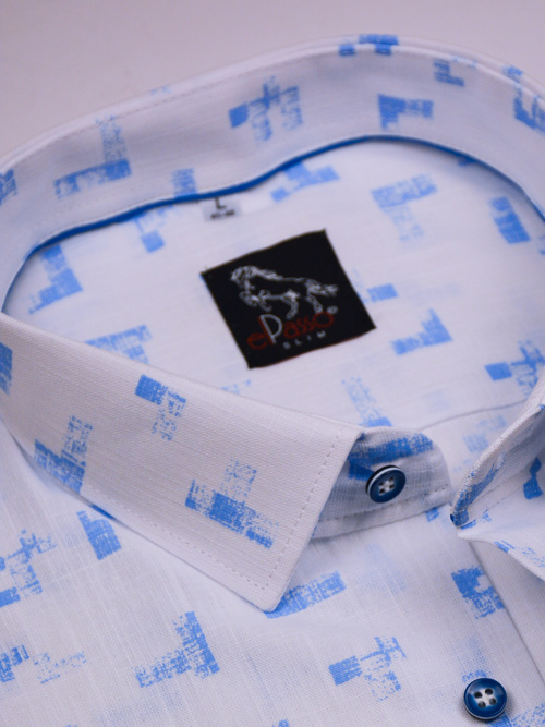  Koszula męska wizytowa elPasso – biała z delikatną strukturą z nadrukiem