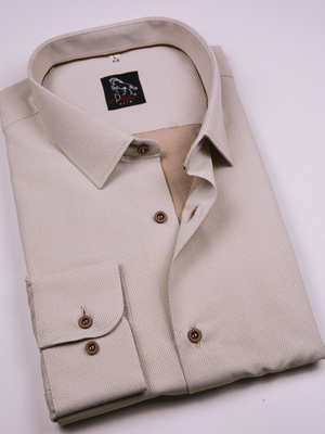  Koszula męska wizytowa elPasso – jasny beż z delikatną strukturą