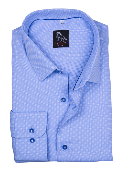 Koszula męska wizytowa błękitna mikrowzór gęsiej skórki