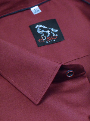 Elegancka wizytowa koszula męska, długi rękaw, bordowa