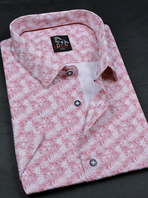  Koszula męska casual wzór kwiaty krótki rękaw 