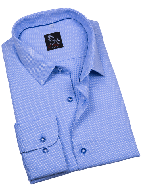 Koszula męska wizytowa błękitna mikrowzór gęsiej skórki