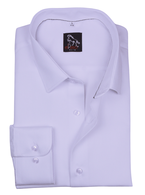 Koszula męska wizytowa biała mikrowzór gęsiej skórki