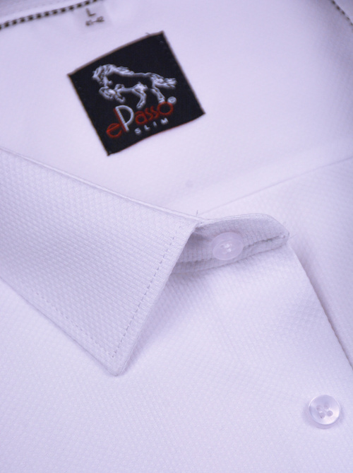 Koszula męska wizytowa biała mikrowzór gęsiej skórki