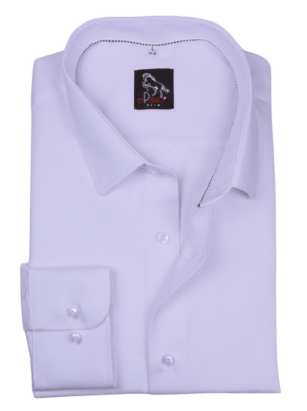 Koszula męska wizytowa biała mikrowzór gęsiej skórki