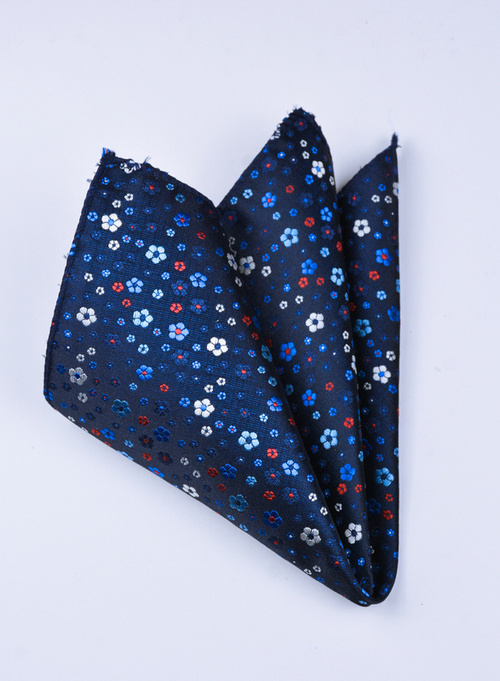 Granatowa poszetka w kolorowe kwiatuszki