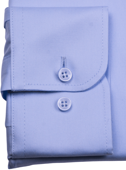 Elegancka wizytowa koszula męska, długi rękaw, niebieska z elastanem