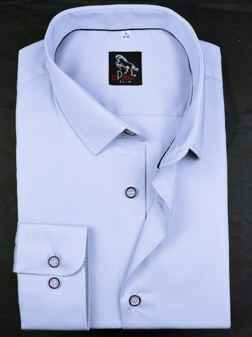 Koszula męska wizytowa kolor jasno szary, gładka, jednolity kolor długi rękaw