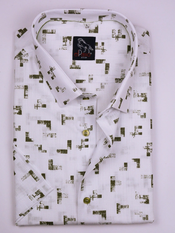  Koszula męska wizytowa elPasso – biała z delikatną strukturą z nadrukiem