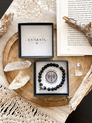 Bransoletka męska z naturalnych kamieni "CZARNY SMOK"