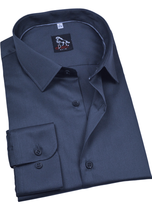 Elegancka wizytowa koszula męska, długi rękaw, grafitowa