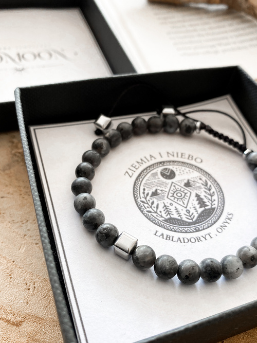 Bransoletka męska z kamieni  naturalnych  "ZIEMIA I NIEBO"