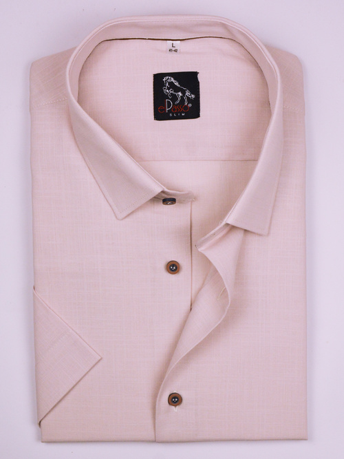  Koszula męska wizytowa elPasso – beżowa z delikatną strukturą