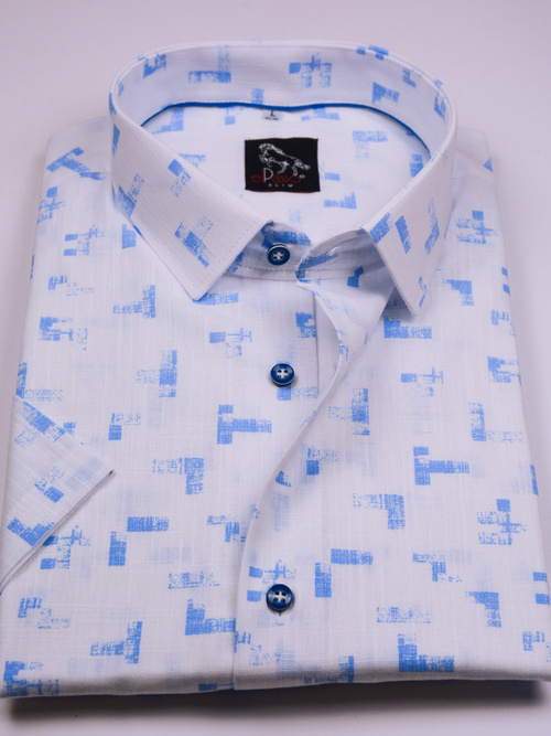  Koszula męska wizytowa elPasso – biała z delikatną strukturą z nadrukiem