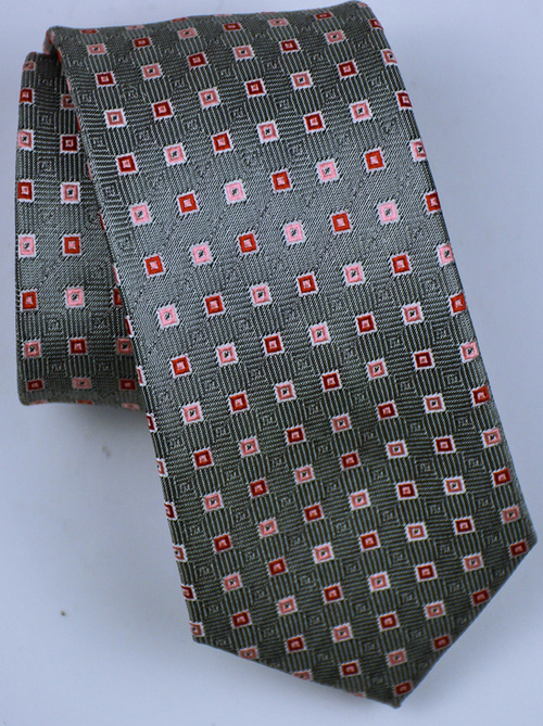 Ciemno szary krawat męski  w drobne kwadraciki