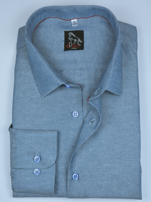 Koszula męska elegancka, niebieski melanż, długi rękaw na guziki