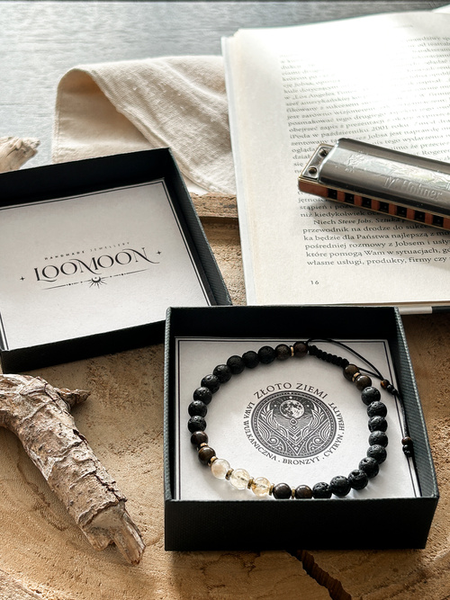 Bransoletka męska z naturalnych kamieni "ZŁOTO ZIEMI"