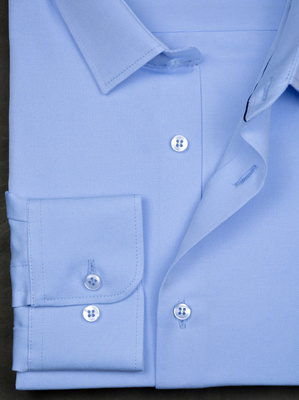 Koszula męska elegancka niebieska, jednolity mikrowzór, długi rękaw na guziki