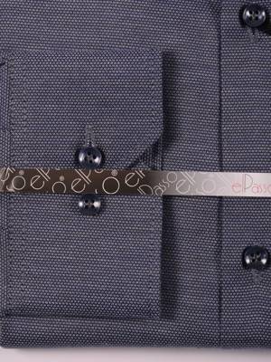  Koszula męska elegancka mikrowzór szara grafiyowa jednolita długi rękaw na guziki